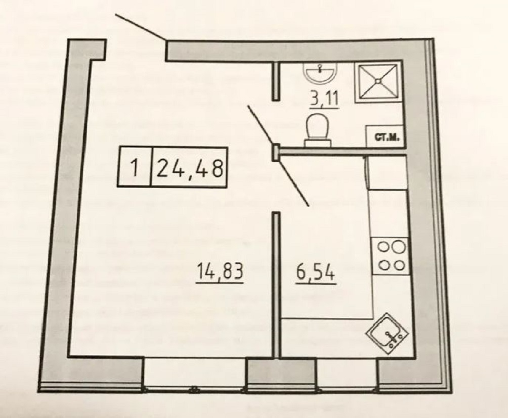 Квартира на ул. Южная, 24 м², 20 000$ — FAKTOR