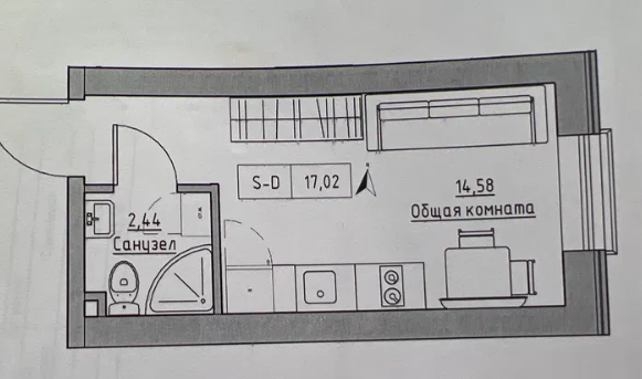 Квартира на ул. Южная, 17 м², 13 000$ — FAKTOR