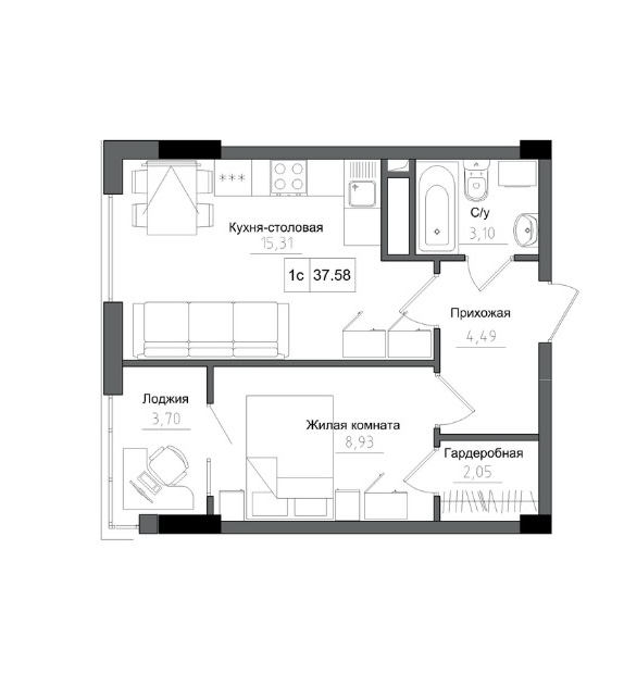 Квартира на ул. Спрейса, 37 м², 37 500$ — FAKTOR
