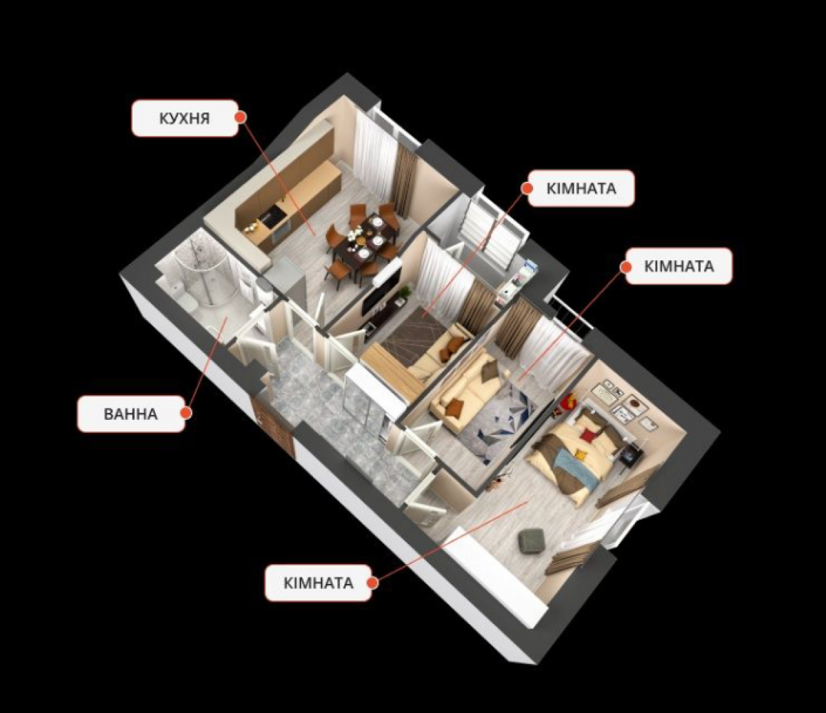 Квартира на ул. Южная, 57 м², 55 000$ — FAKTOR