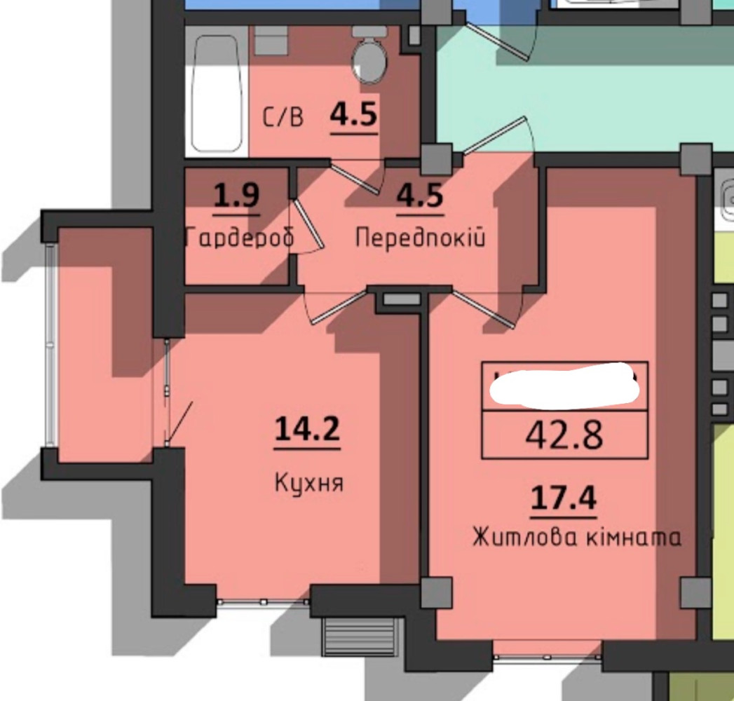Квартира на ул. Космонавтов, 43 м², 49 910$ — FAKTOR