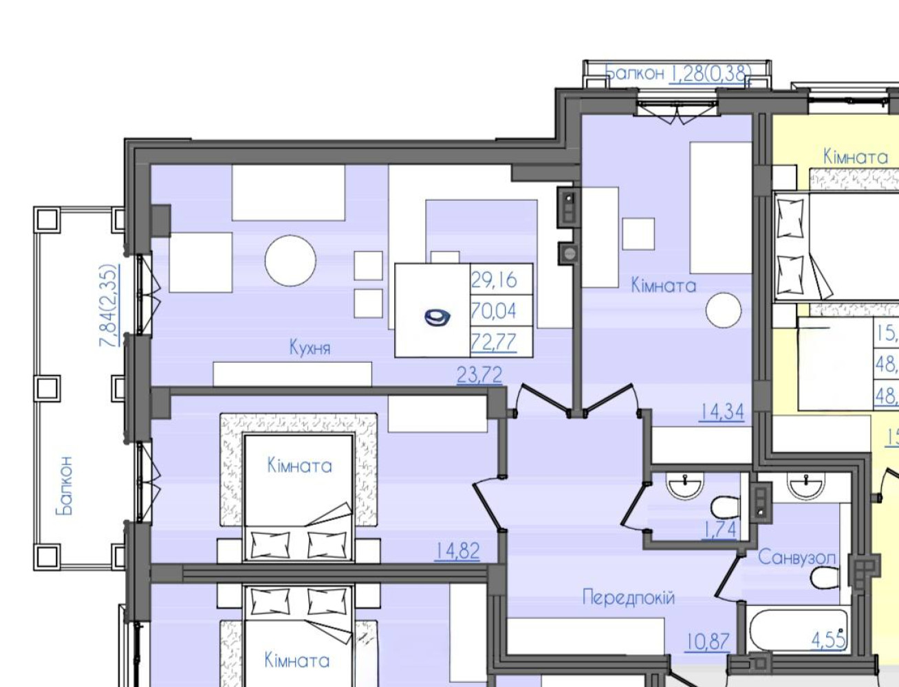 Квартира на вул. Фонтанская дорога (Киевский), 72 м², 143 400$ — FAKTOR
