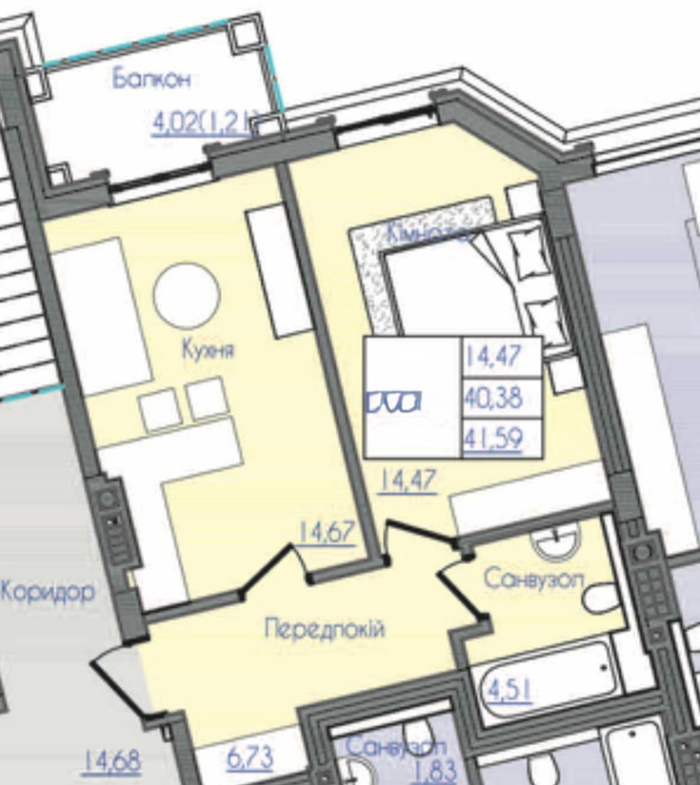 Квартира на вул. Фонтанская дорога (Киевский), 41 м², 77 140$ — FAKTOR