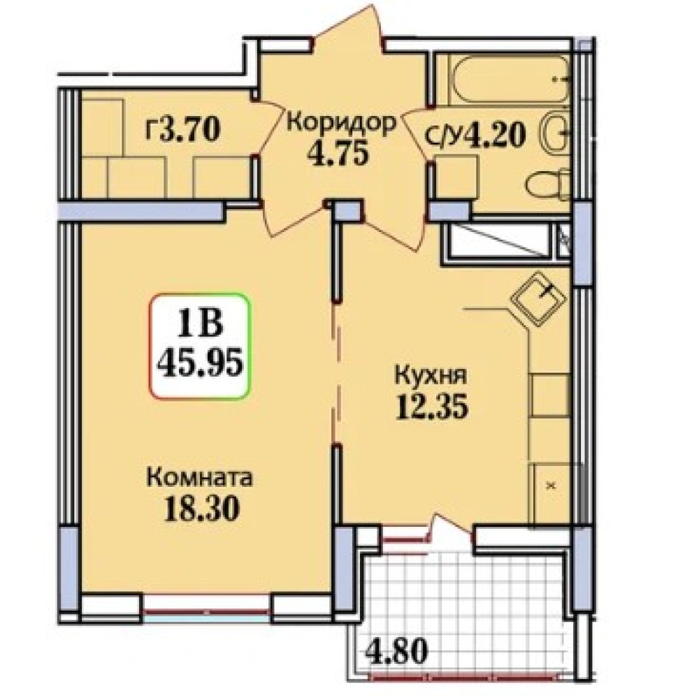 Квартира на ул. Героев Крут, 46 м², 40 000$ — FAKTOR