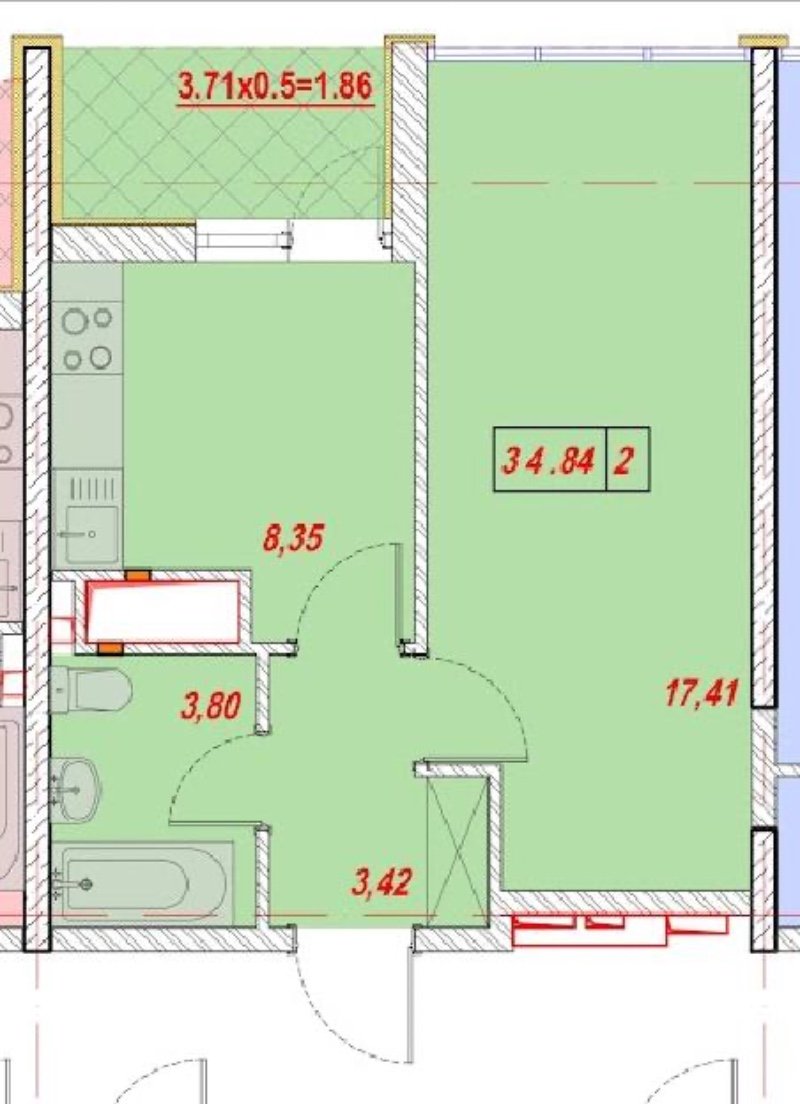 Квартира на вул. Косвенная, 36 м², 35 700$ — FAKTOR