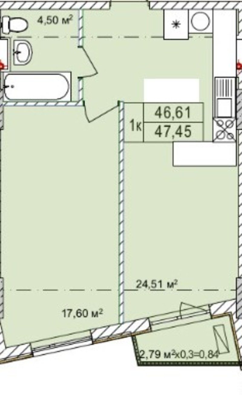 Квартира на вул. Чубаевская, 47 м², 107 000$ — FAKTOR