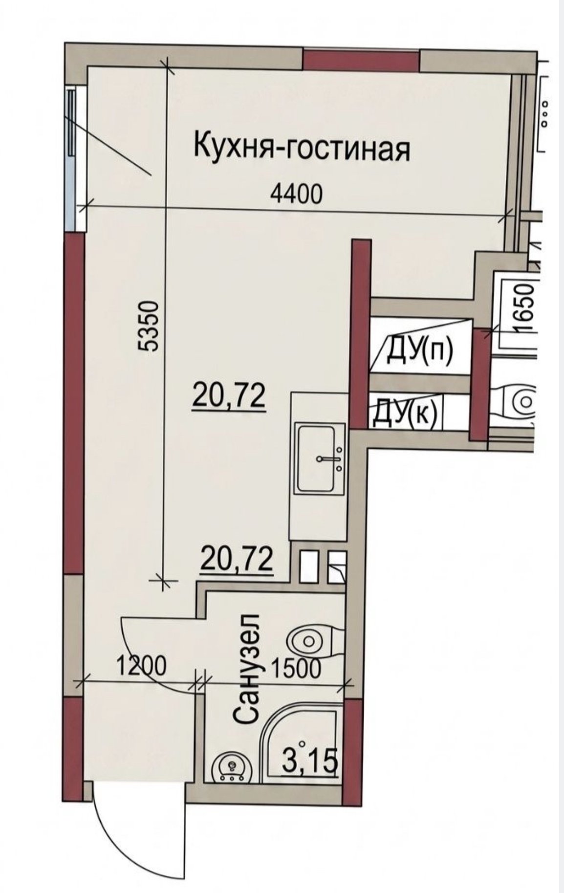 Квартира на вул. Дачная, 24 м², 32 000$ — FAKTOR