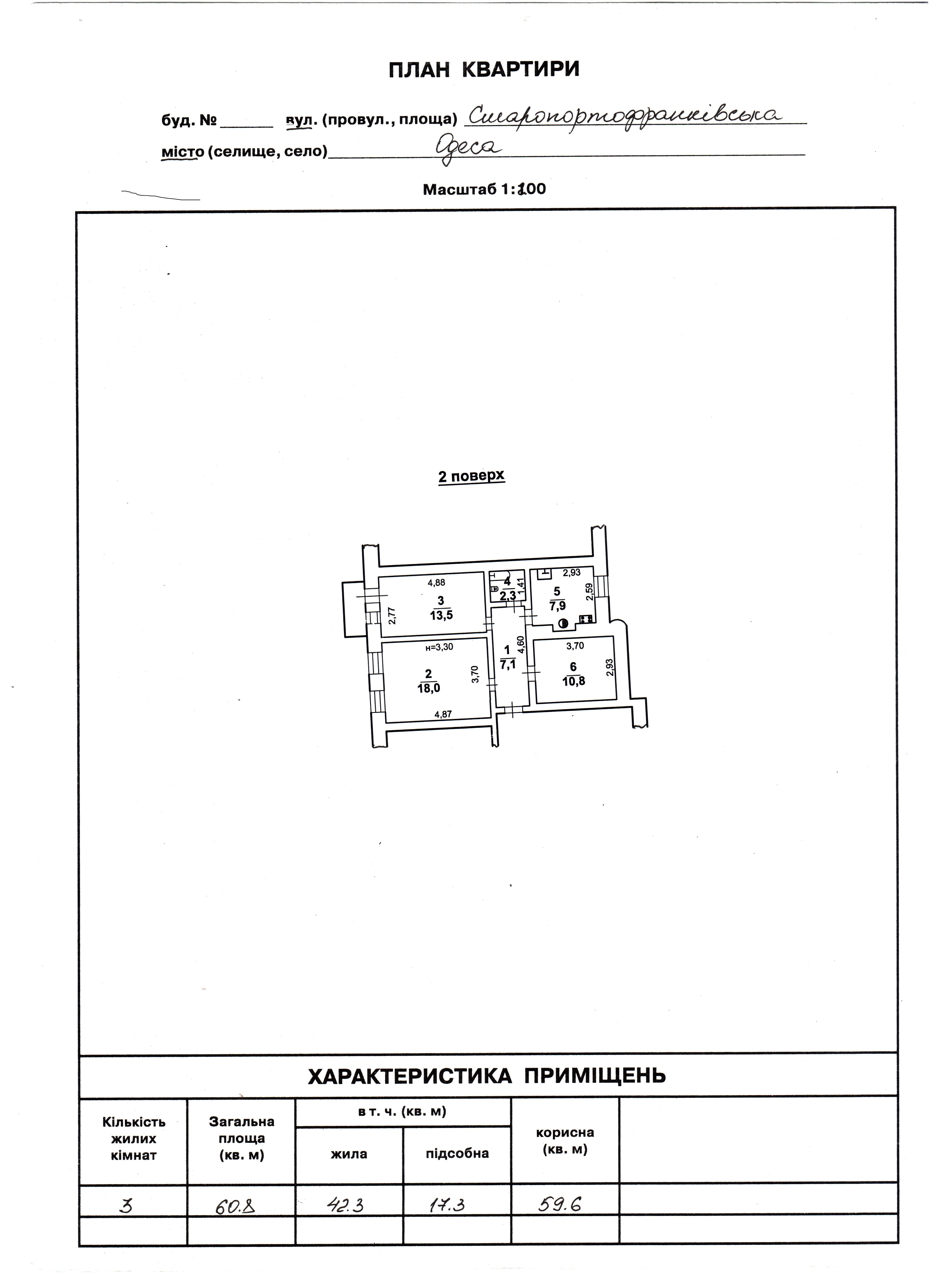Квартира на ул. Старопортофранковская, 61 м², 62 000$ — FAKTOR