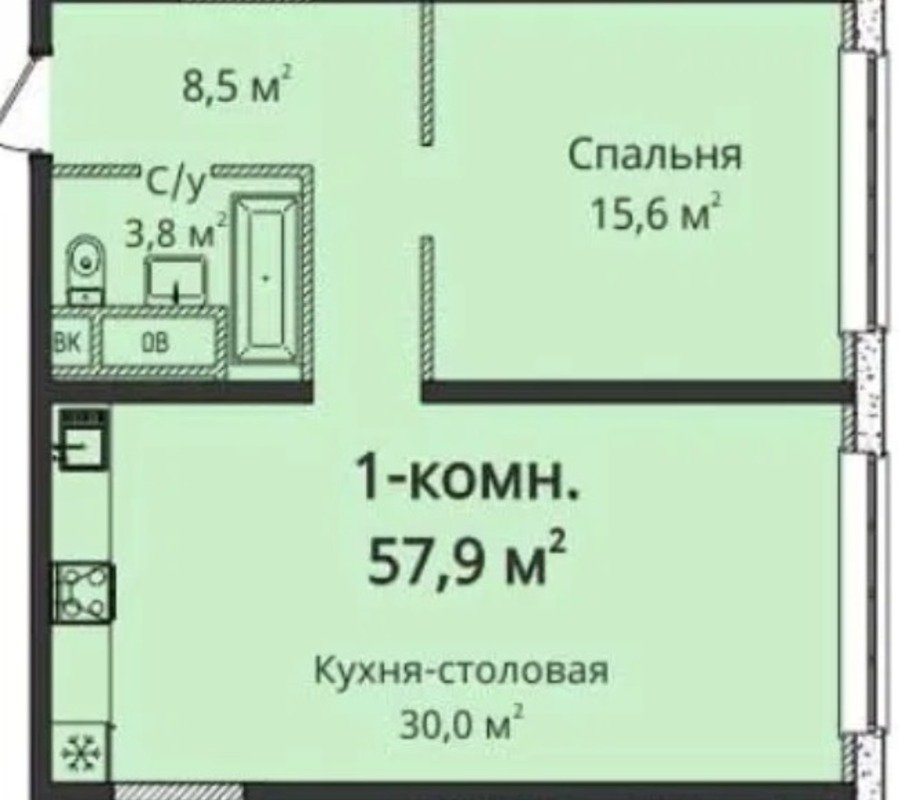 Квартира на ул. Гагаринское Плато, 58 м², 65 000$ — FAKTOR