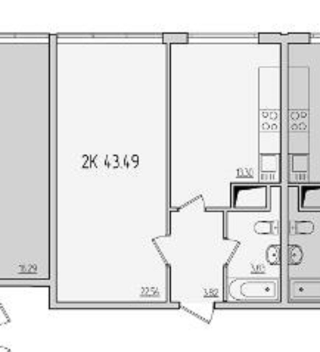 Квартира на ул. Жемчужная, 43 м², 75 250$ — FAKTOR